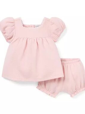 Janie and Jack Light Pink Quilted Baby Outfit Set